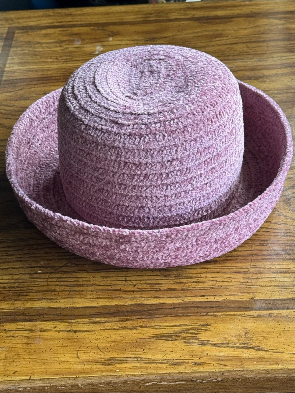 Vintage Betmar New York Mauve Pink Chenille Knit Cloche Bucket Hat